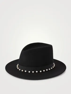 Blaine Wool Fedora Hat With Swarovski Pearls