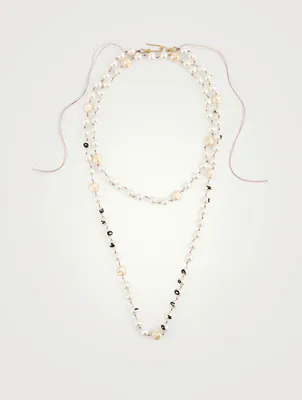 Word Faux Pearl Layered Necklace