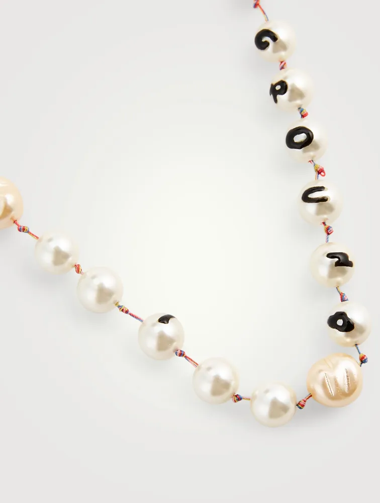 Word Faux Pearl Layered Necklace