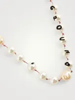 Word Faux Pearl Layered Necklace