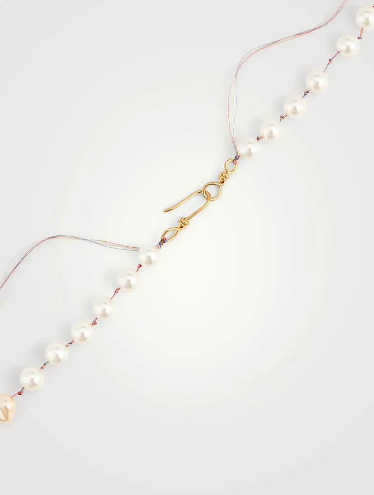 Word Faux Pearl Layered Necklace