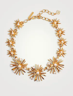 Starburst Necklace With Faux Pearls