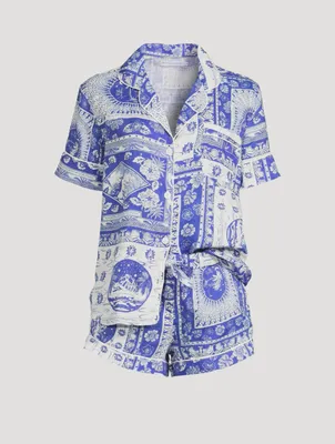 Short Linen Pyjama Set Lamba Print