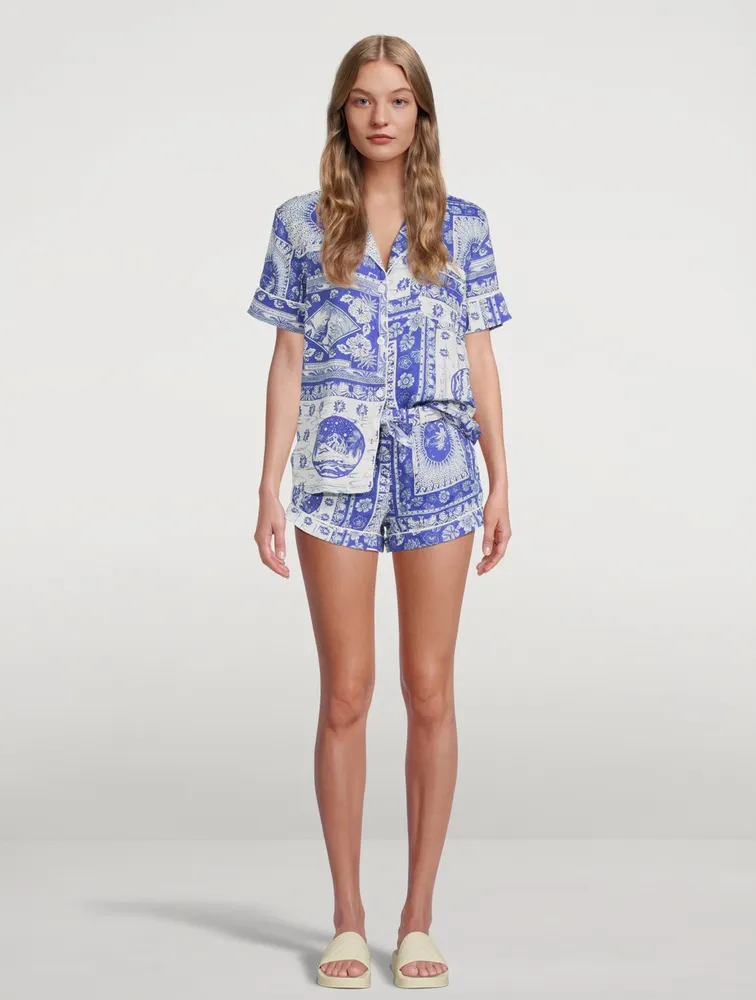 Short Linen Pyjama Set Lamba Print