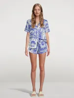 Short Linen Pyjama Set Lamba Print