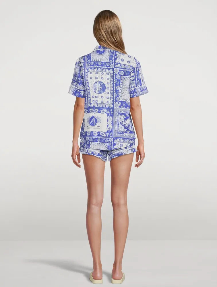 Short Linen Pyjama Set Lamba Print