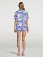 Short Linen Pyjama Set Lamba Print