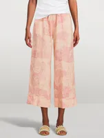 Linen Wide-Leg Pyjama Pants Lowland Forest Print