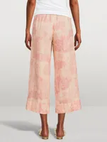 Linen Wide-Leg Pyjama Pants Lowland Forest Print