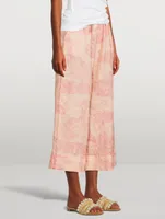 Linen Wide-Leg Pyjama Pants Lowland Forest Print