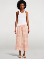 Linen Wide-Leg Pyjama Pants Lowland Forest Print