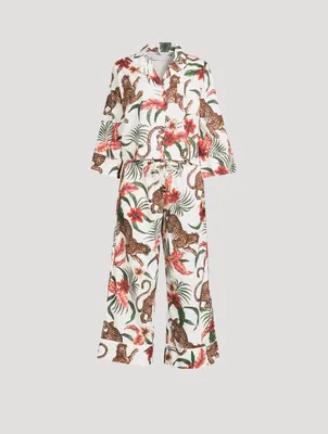 Boxy Shirt Pajama Set Soleia Leopard Print