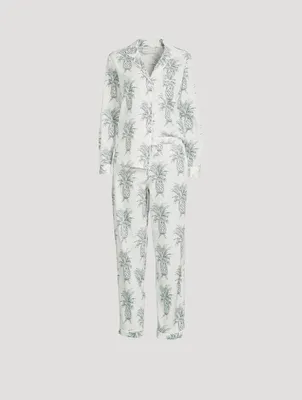 Long Cotton Pajama Set Howie Pineapple Print