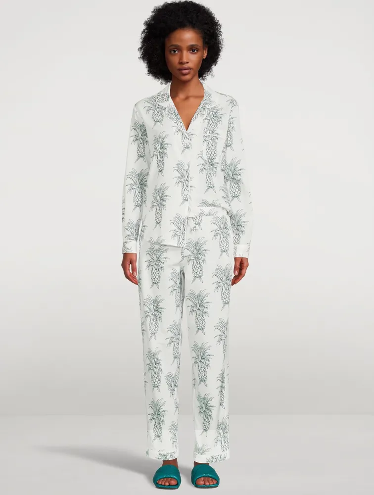 Long Cotton Pajama Set Howie Pineapple Print