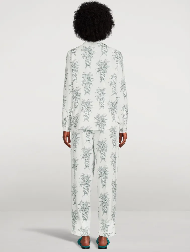 Long Cotton Pajama Set Howie Pineapple Print