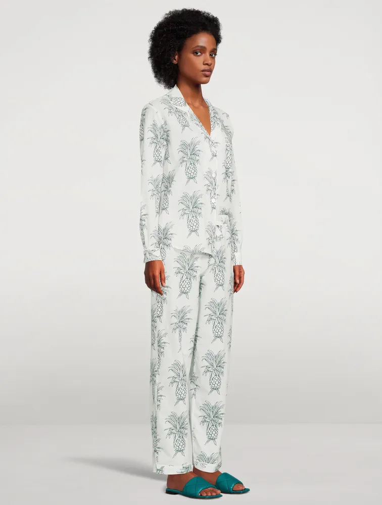 Long Cotton Pajama Set Howie Pineapple Print
