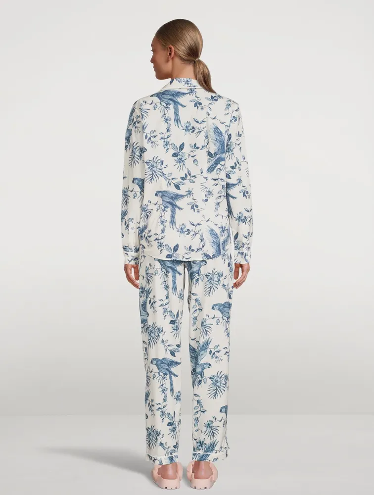 Long Cotton Pajama Set Bromley Parrot Print