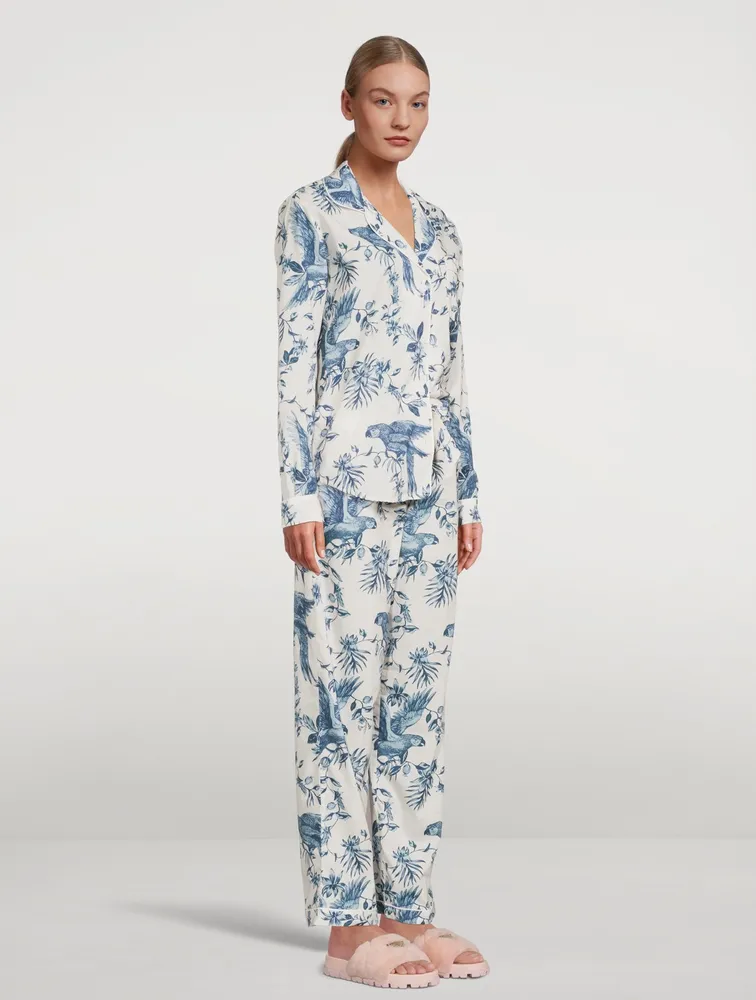 Long Cotton Pajama Set Bromley Parrot Print