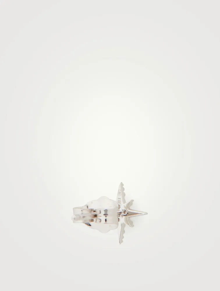 Mini 14K Gold Starburst Stud Earring With Diamonds