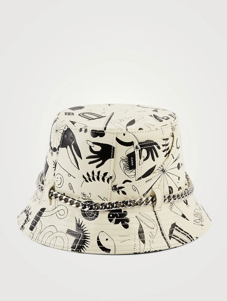 Printed Leather Bucket Hat