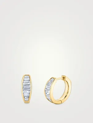 18K Gold Hoop Earrings With Diamonds