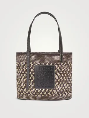 Paula's Ibiza Small Honeycomb Straw And Leather Square Basket Bag