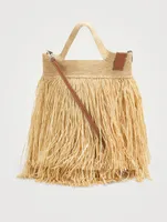 Paula's Ibiza Raffia Fringe Bucket Bag