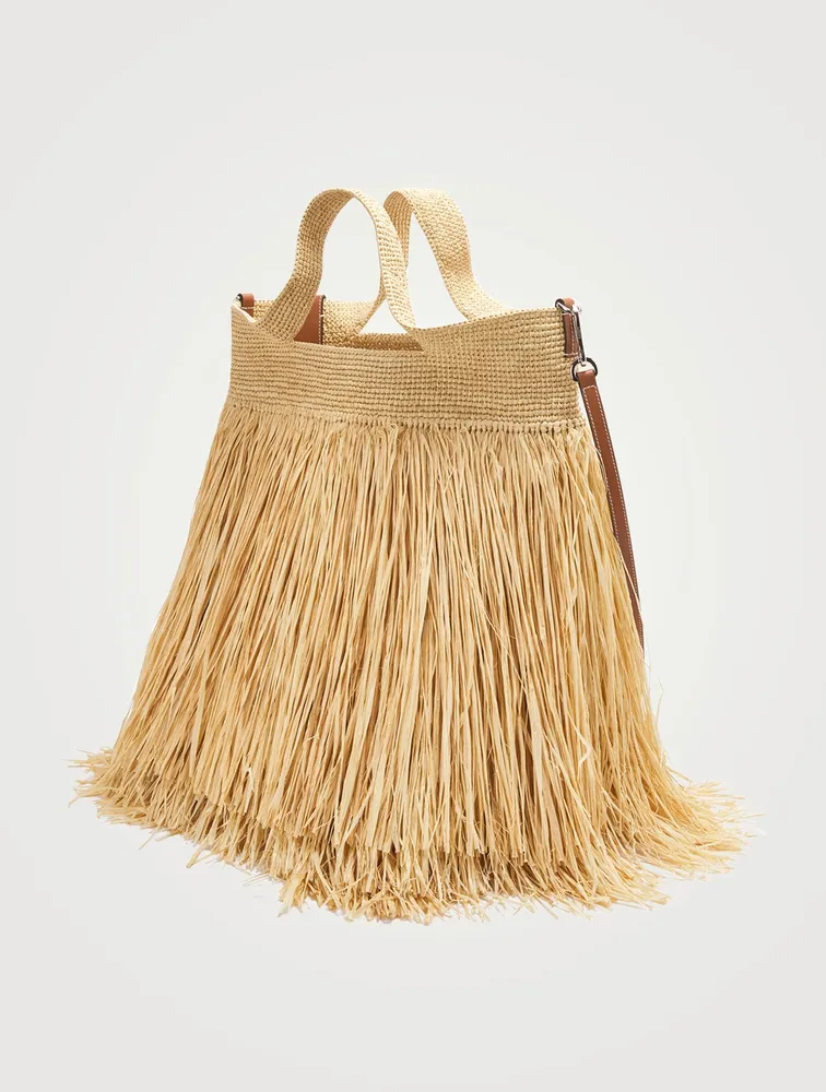 Paula's Ibiza Raffia Fringe Bucket Bag