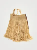 Paula's Ibiza Raffia Fringe Bucket Bag