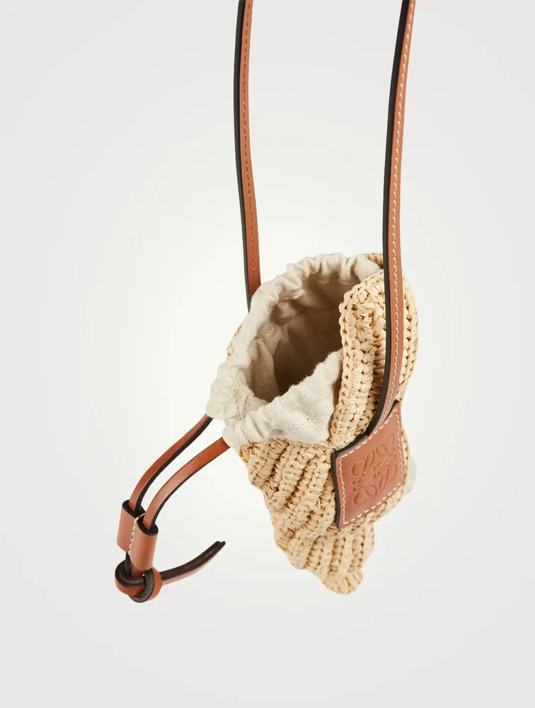 Paula's Ibiza Straw Tulip Shell Pouch Bag