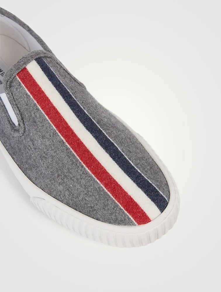 Heritage Wool Slip-On Sneakers With Tricolour Print