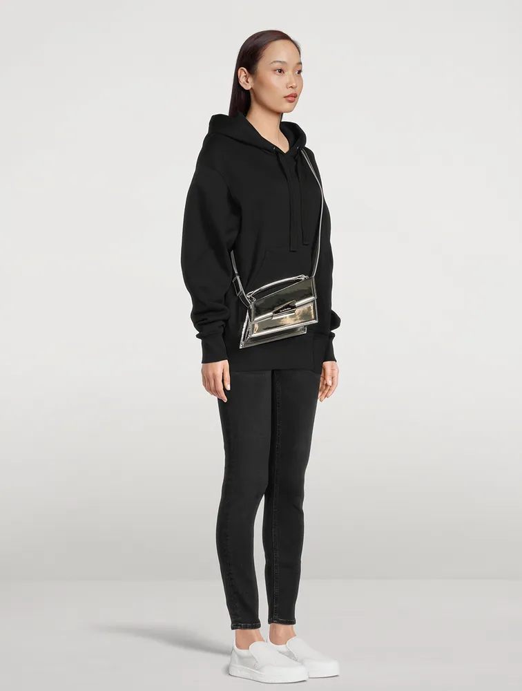 Distorted Metallic Leather Shoulder Bag