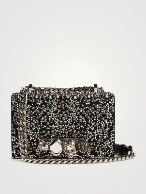 Mini Jewelled Leather Satchel Bag With Crystals
