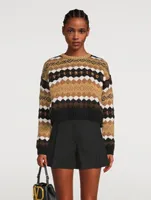 Embroidered Jacquard Wool Sweater