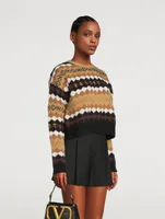Embroidered Jacquard Wool Sweater