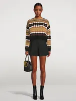 Embroidered Jacquard Wool Sweater