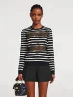 Lace And Virgin Wool Sweater Stripe Print