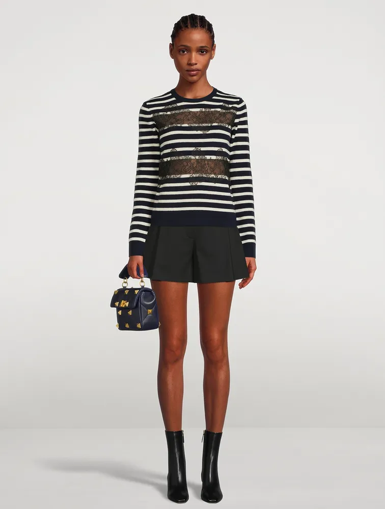 Lace And Virgin Wool Sweater Stripe Print