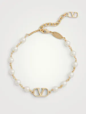 VLOGO Faux Pearl Chain Bracelet