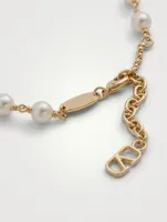 VLOGO Faux Pearl Chain Bracelet