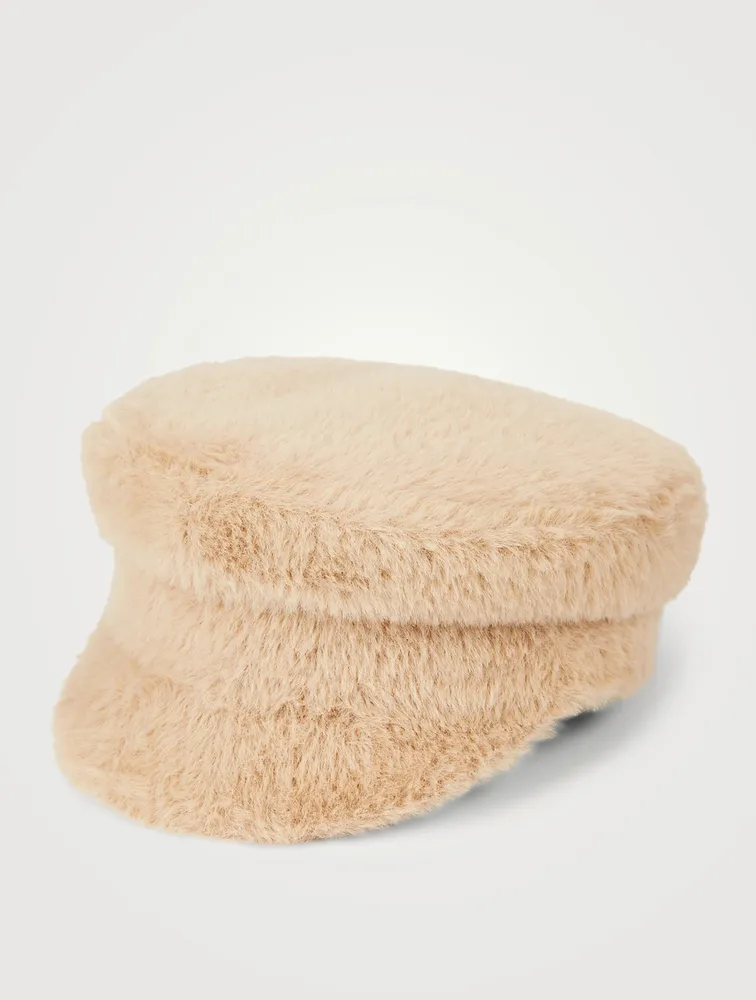 Faux Fur Baker Boy Cap