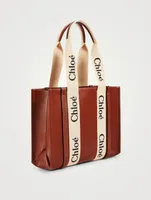 Medium Woody Leather And Canvas Tote Bag