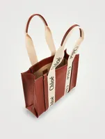 Medium Woody Leather And Canvas Tote Bag