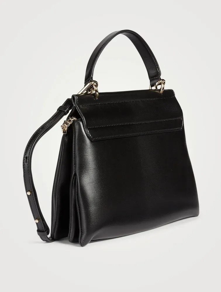 Medium Faye Leather Top Handle Bag