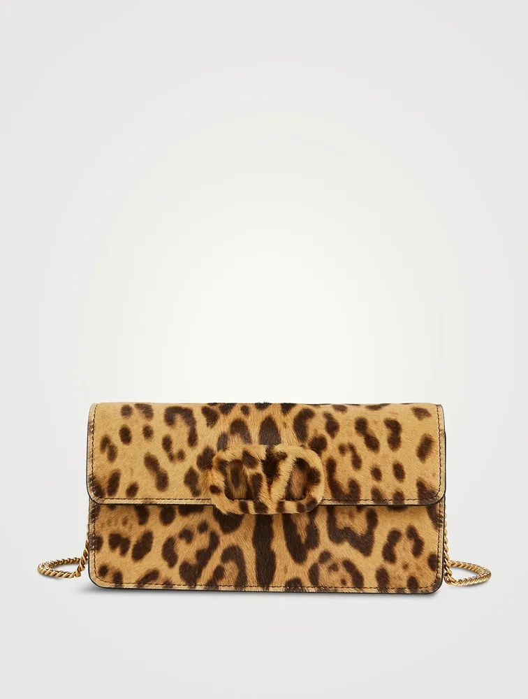 VLOGO Calf Hair Crossbody Chain Wallet Bag In Leopard Print