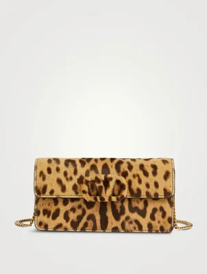 VLOGO Calf Hair Crossbody Chain Wallet Bag In Leopard Print