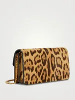 VLOGO Calf Hair Crossbody Chain Wallet Bag In Leopard Print