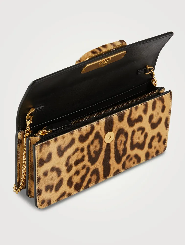 VLOGO Calf Hair Crossbody Chain Wallet Bag In Leopard Print