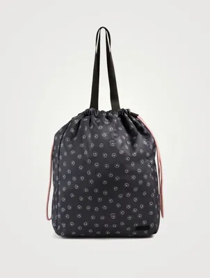 Recycled Tech Drawstring Tote Bag In Smiley Print