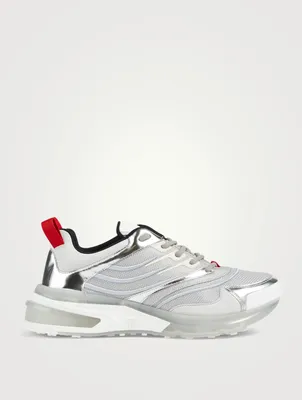 Giv 1 Metallized Leather And Mesh Sneakers